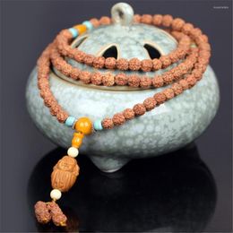 Strand Wholesale Véritable 108 Rudraksha 5 pétales 8mm Perles Bracelet Olive Maitreya Pendentif Collier Bouddhiste Prière Bijoux Pour Hommes Femmes