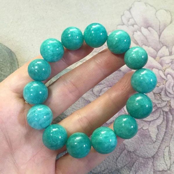 Venta al por mayor de pulseras de piedra Natural Tianhe azul claro auténtico, cuentas redondas para regalo de mujer, joyería fresca JoursNeige
