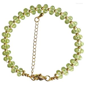 Pulsera de cristal Natural de peridoto verde para mujer, cuentas facetadas, hilera de mano ajustable fresca, joyería de moda, venta al por mayor, JoursNeige