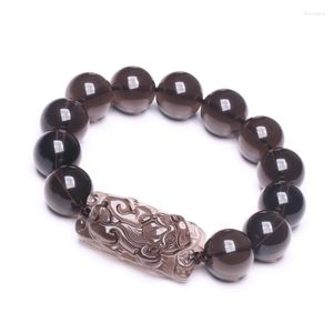 Strand Gros JoursNeige Noir Naturel Obsidienne Pierre Bracelets Perles Rondes Avec Pixiu Bracelet Chance Pour Femmes Hommes Cadeau Bijoux