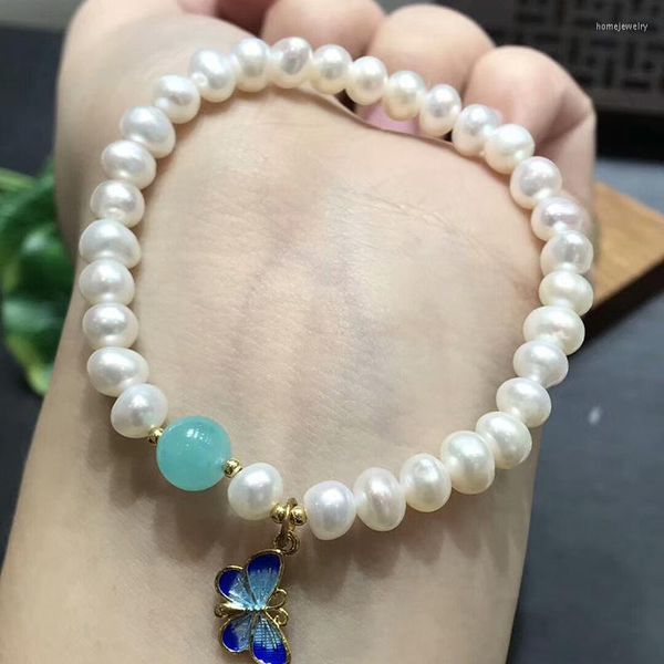 Pulseras de perlas naturales al por mayor con cuentas de piedra Tianhe mariposa asada para mujer joyería JoursNeige