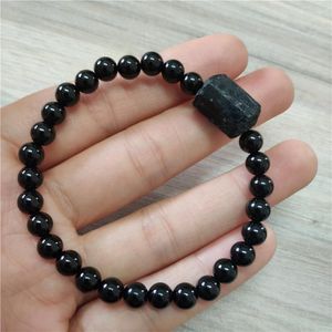 Strand Wholesale Naturel Brut Noir Tourmaline Énergie Guérison Minéraux Pierre Perles Brillant Onyx Perle Femmes Hommes Bracelets Dainty