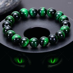 Strand Wholesale Natural Stone Premium Tiger Eye Bracelet 6-12mm Perles Vert Unique Anneau Yoga Energy Couple