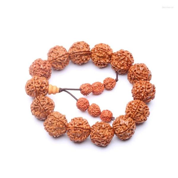 Strand en gros du Népal Rudraksha 16 mm-17 mm Bracelet à main Jingang Piping Perles de graines d'arbre