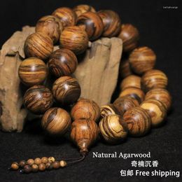Brin gros papou bois de santal bouddhiste perles main chaîne hommes femmes chinois bois Bracelet Bracelet bois d'agar cadeau ami