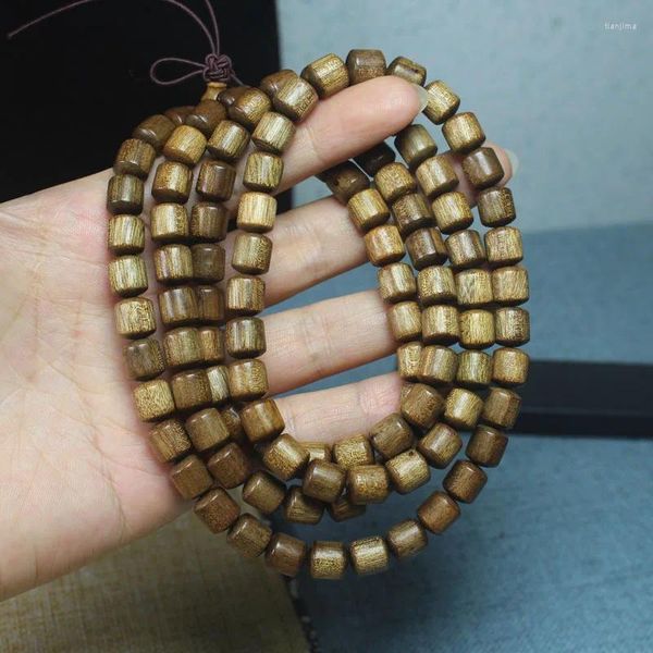 Brin de bois de soie, vente en gros, vieux matériau de démolition, bracelet de perles en forme de baril de 8mm, artisanat