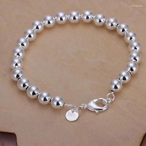 Strand Wholesale Silver Color 4/6/8/10/14mm Beads Chain Bracelets For Women Men Men High Quality Bijoux de bijoux charme Cadeau de mariage