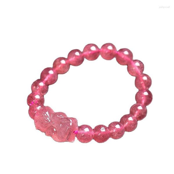 Strand Wholesale Strawberry Natural Crystal Bracelets Perles avec charmant bracelet pendant Lucky Beauty for Women Jewelry