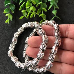 Bracelet tibétain en argent avec tête de bouddha, accessoires, vente en gros, brin