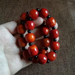 Bracelet en Agate rouge pour femmes, vente en gros, perles de pastèque, même matériau, 15mm, vente en gros