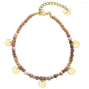 Strand WildFree Mode Bracelet en perles d'acier inoxydable Cinq couleurs rondes pour les femmes Bracelets en pierre naturelle Bijoux bohème