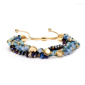 Brin enroulement multicouche pierre naturelle cristal perle à la mode taille réglable Bracelet de mode pour les femmes bijoux faits à la main