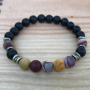 Strand WMB31663 pierre précieuse naturelle Agate jaspe perlé poignet Mala prière spirituelle Braclet plaqué argent pour hommes et femmes