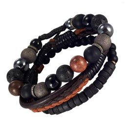 Bracelet de perles Wollet pour hommes, cadeau, œil de tigre naturel, roche de lave, Force élastique réglable, ensemble de Bracelets pour femmes