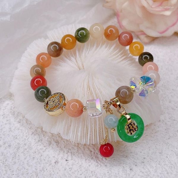 Bracelet de perles de Jade en filigrane d'or Antique de Style chinois pour femmes, marque Fuk Feng Shui, cadeau pour femmes amoureux 249b