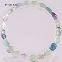 Strand Femmes Bangle Bijoux Gift Handmade Stretch Perles de pierre naturelle Bracelet Fluorite Purple 1PCS H1313