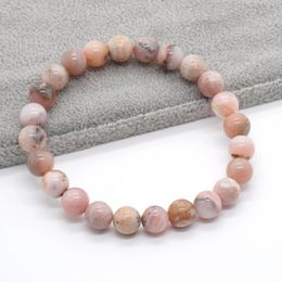 Strand Vrouwen Armband Roze Opaal Kralen Healing Stone Armbanden 8''