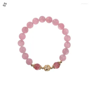 Strand femmes mode charme rose cristal perlé Bracelet dames main décoration accessoires