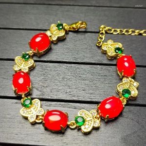 Strand femmes véritable Bracelet de Jade calcédoine rouge bijoux fins cornaline Bracelets chinois certifié Jades pierre accessoire bijoux