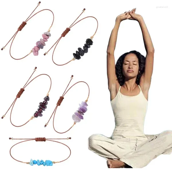 Strand Mujeres Hombres Piedra Natural Cuarzo Cuentas de Cristal Pulseras Brazalete de Mano Reiki Curación Roca Encanto Energía Hematita Yoga Chakra Joyería