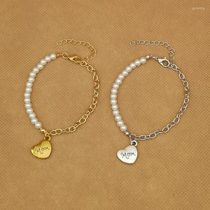 STRAND Women Pearl armband ornamenten Moederdag Gift Metal Chains met hart Mom Hangers verkopen sieradenaccessoires
