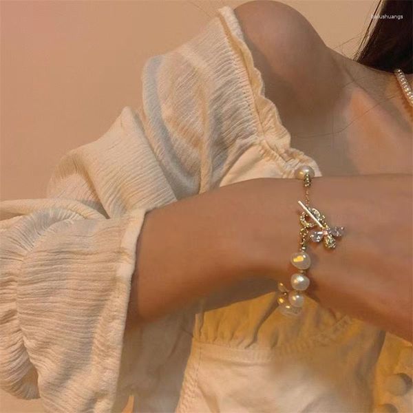 Pulsera de perlas naturales de agua dulce barrocas para mujer, hebilla clásica con cuentas de abeja Vintage, regalos de joyería para boda y fiesta inusuales