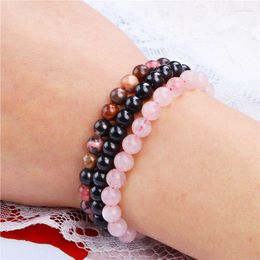 Strand Femme Homme Bijoux Bracelet Pierre Naturelle 3 Pièces 8Mm Rose Poudre Quartz Améthyste Hématite