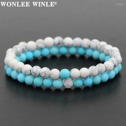 Strand Wonlee Winle 6 mm Couples Natural Tiger Eye Lava Stone Bead Bracelet For Men Women Distance Bracelets Energy Elastic Corde Bangles