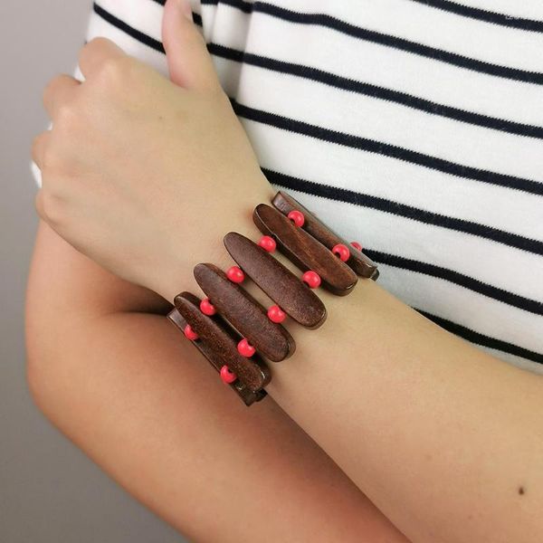 Brin de perles en bois Bracelets pour femme, perles en bois, Vintage, bijoux Boho, accessoires de mode