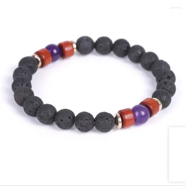 Brin bois hématite entretoise 8mm pierre noire volcanique perles de lave huile essentielle diffuseur Bracelets hommes femmes bijoux