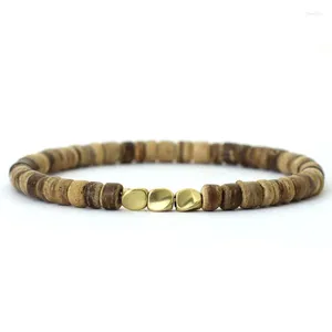 Brazalete de cuentas de madera para hombres para hombres naturales 4 mm de oro color hematita hematita simple braslet joyería de moda pulseira