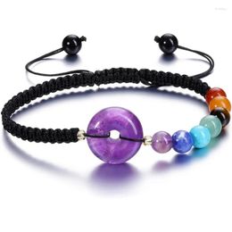 Filo XSM 7 Chakra Bracciale in pietra Guarigione Cristallo Moneta fortunata Gemme naturali Braccialetti in corda intrecciata per donna Uomo Regali di Natale