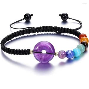 Strand XSM 7 Chakra Pierre Bracelet Guérison Cristal Chanceux Pièce Pierres Précieuses Naturelles Corde Tressée Bracelets Pour Femme Hommes Cadeaux De Noël