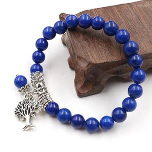 Strand XSM 8mm Lapis Lazuli Prière Chapelet Bracelets Perles Pierre Bracelets Reiki Arbre De Vie Et Lotus Fleur Bouddhiste Méditation Bijoux