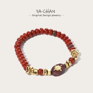 Strand YACHAN Rouge Pierre Naturelle Perlée Bracelet En Acier Inoxydable Pour Les Femmes Réglable À La Main Perles Bracelets 2023 À La Mode Bijoux Cadeau