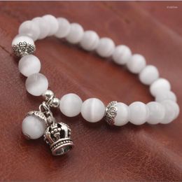 STRAND YANTING Kersenkleur Stenen armbanden voor vrouwen Kroon Kroonde hanger Bracelet sieraden Opaal kralen pulseira feminina
