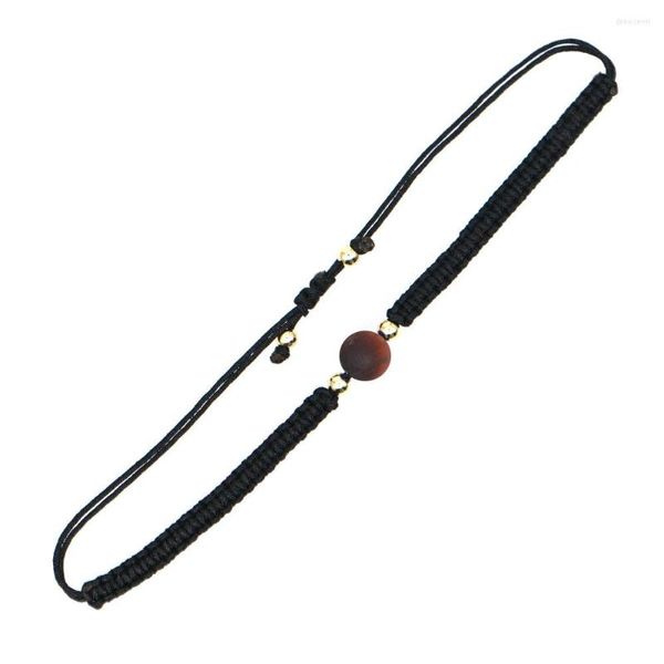 Strand YASTYT Amitié Bracelets Pour Femmes Hommes Bijoux Pierre Naturelle Rouge Noir Corde À La Main Macramé Bijoux Cadeau Chanceux