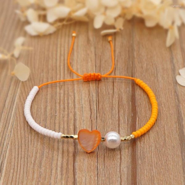 Strand YASTYT Encanto del corazón Pulsera Cruzada de Pascua Perla Delicada Pequeñas Cuentas de Hilo con Cuentas Pulseras de San Valentín para Mujer Joyería de Moda