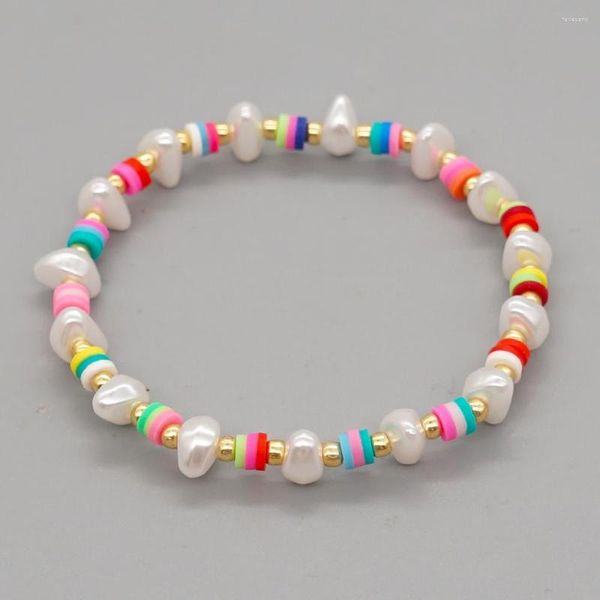 Strand YASTYT, pulseras de perlas, Pulsera de cuentas coloridas para mujer, Pulsera de cuentas Heishi irregulares, joyería de playa de verano a la moda