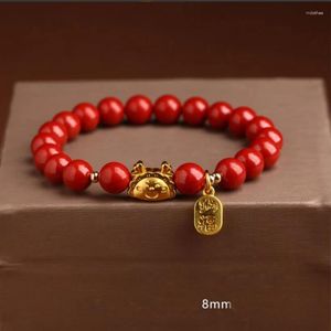 Brin année boulette d'or Dragon poupée rouge perle bracelets pour femme filles belle mignon mode bijoux délicat Bracelet à la mode