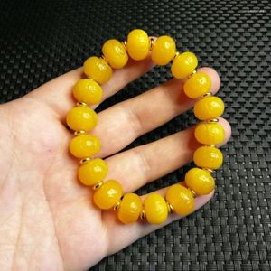 Stron Yellow Agate Chalcedon Fret Beads Bracelet pour hommes