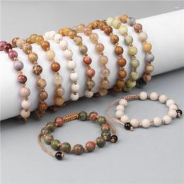 Bracelet en pierre naturelle jaune, perles d'agates d'amazonite, Bracelets tressés réglables à la mode, breloque, bijoux cadeau pour hommes et femmes