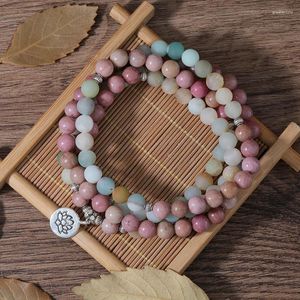 Strand YUOKIAA 8mm Vintage Classique Naturel Mat Amazon Rouge Pierre Perlée Lotus Pendentif Bracelet Méditation Yoga Bénédiction Bijoux Cadeau