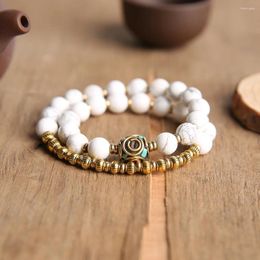 Strand Yuokiaa High Quality Natural White Pine Energy Stone Healing Yoga Retro Bracelet pour hommes et femmes cadeaux d'anniversaire bijoux