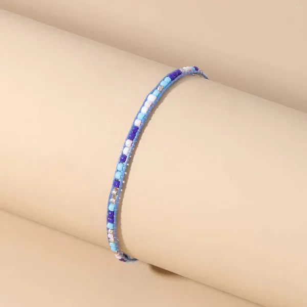 Strand YUOKIAA tempérament rétro naturel semi-précieux perles de riz bleu tissé à la main couleur réglable Bracelet bijoux cadeau pour femmes
