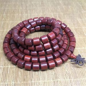 Bracelet en bois de santal de sang de zambie, 108 perles seau, Imitation lobulaire rouge, ficelle à main pour homme, ornement de jeu