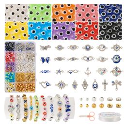 Brins 1 boîte en jeu de bijoux de bricolage fabriquant du fusible / perles de graines pour bijoux bricolage de fabrication de bracelet, avec des ciseaux de fil cristallin élastique