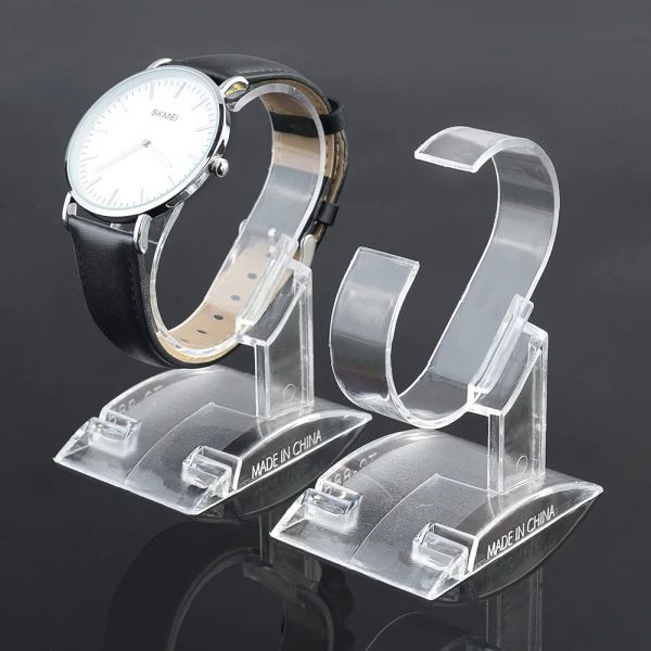 Brins 10 / 20pcs C type Plastique Clear Watch Bracelet Showcase Rack Rack Store Watch Display Stand Stand Organizer Showcase