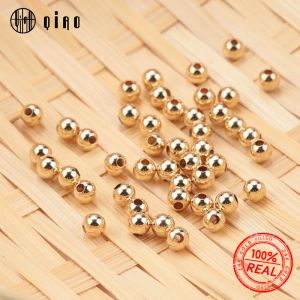 Brins 100pcs 14k perles d'espaceur rempli d'or 2 mm 3 mm 4 mm perle en vrac pour bracelets