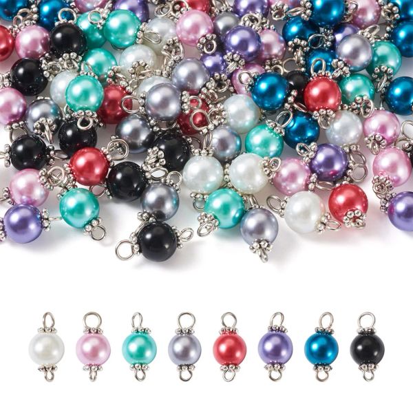 Brins 100 pcs en verre colloré perle perle perle connecteur charmes avec doubles boucles de dasy perles de perles de bracelet collier bricolage bijoux